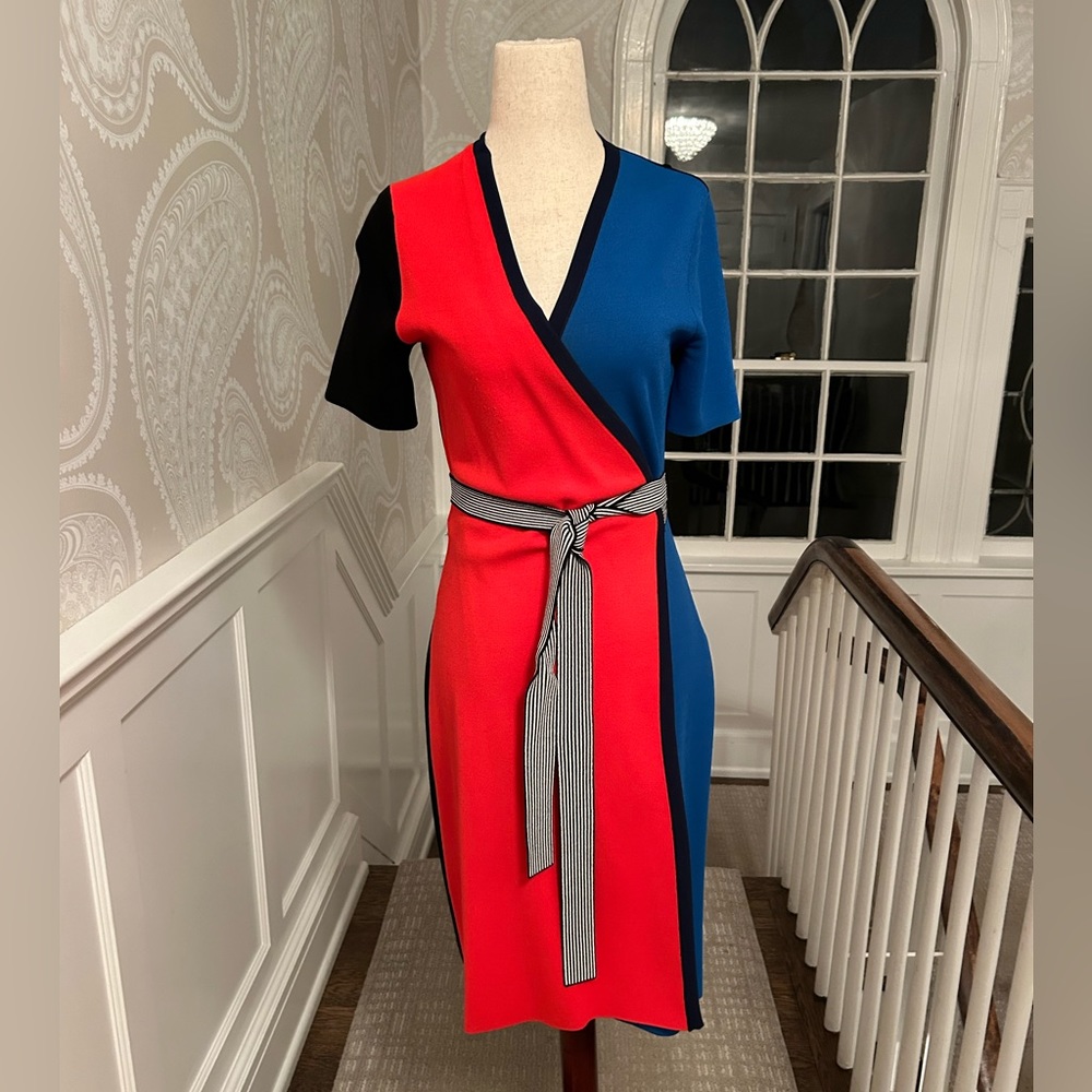 DVF Color Block Wrap Dress • Size Small